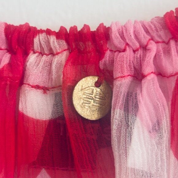 Anthropologie Antik Batik Sheer Floral Vibrant Red Poppy Print Juicy Tunic Top - Picture 12 of 16